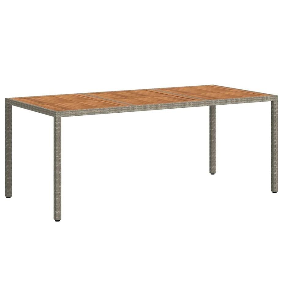 Table de jardin 190x90x75 cm Résine tressée/bois d'acacia Gris