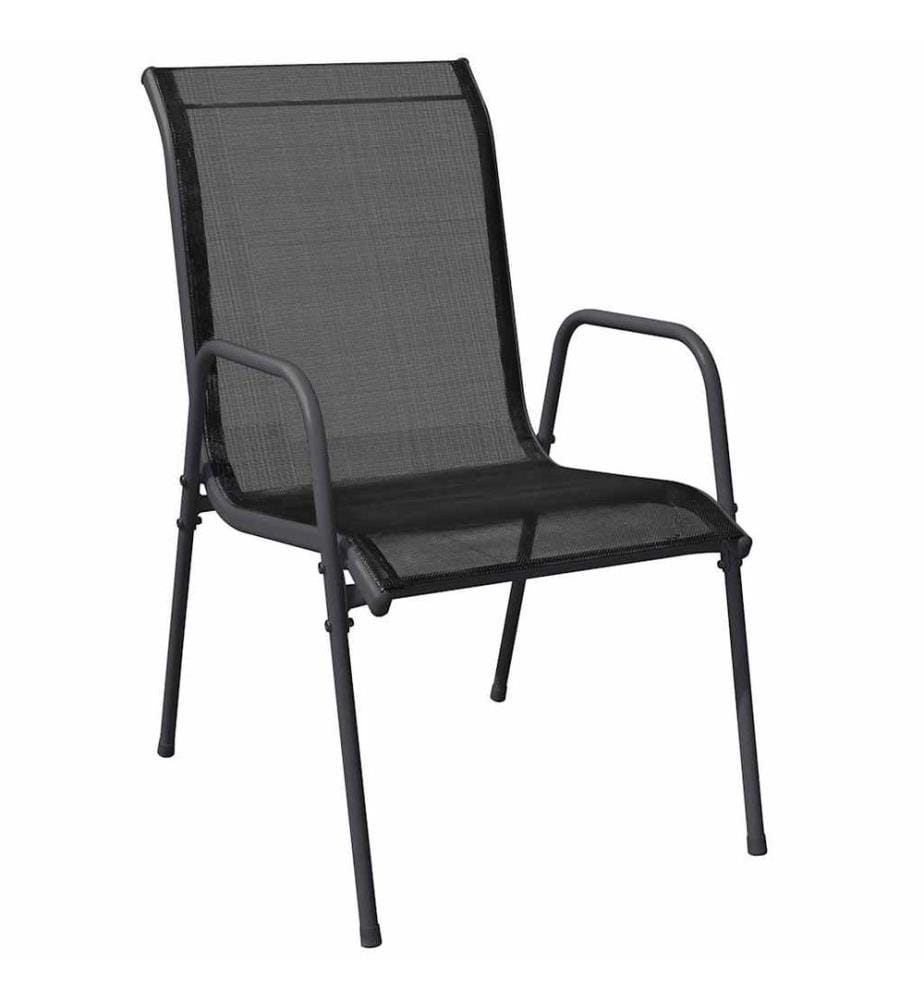 Gartenstühle 4 Stk. Stahl und Textilene Schwarz