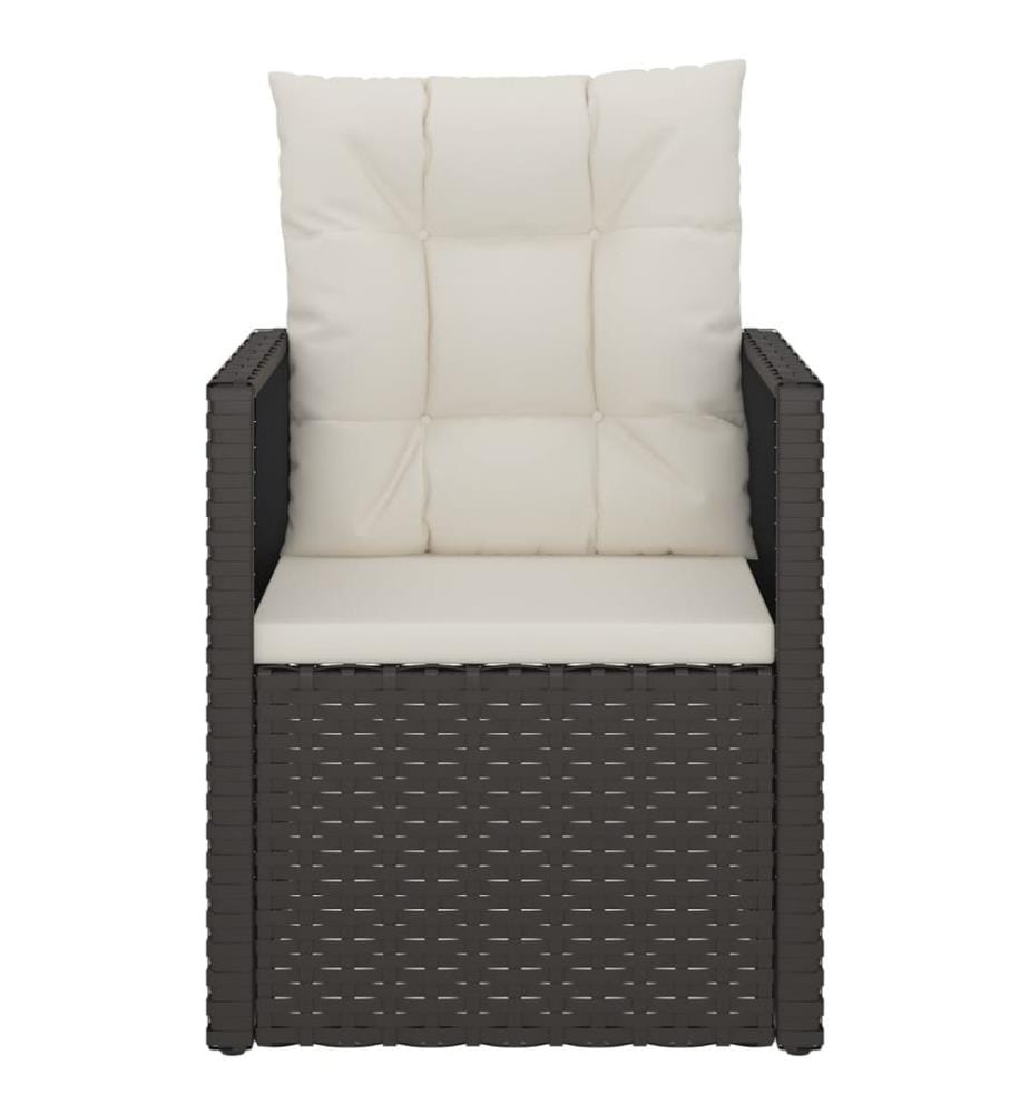 3-tlg. Garten-Lounge-Set mit Kissen Poly Rattan Schwarz
