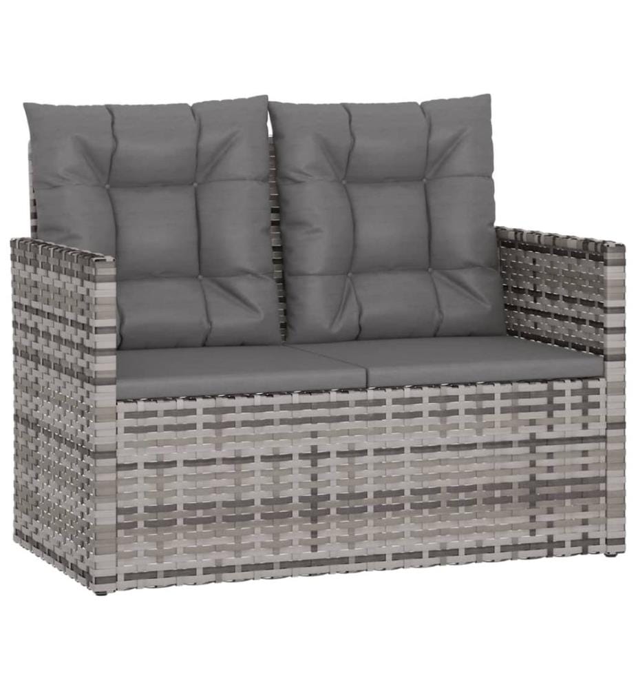 4-tlg. Garten-Lounge-Set mit Kissen Poly Rattan Grau