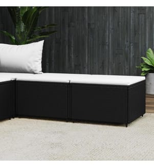 Repose-pieds de jardin et coussins lot de 2 noir résine tressée