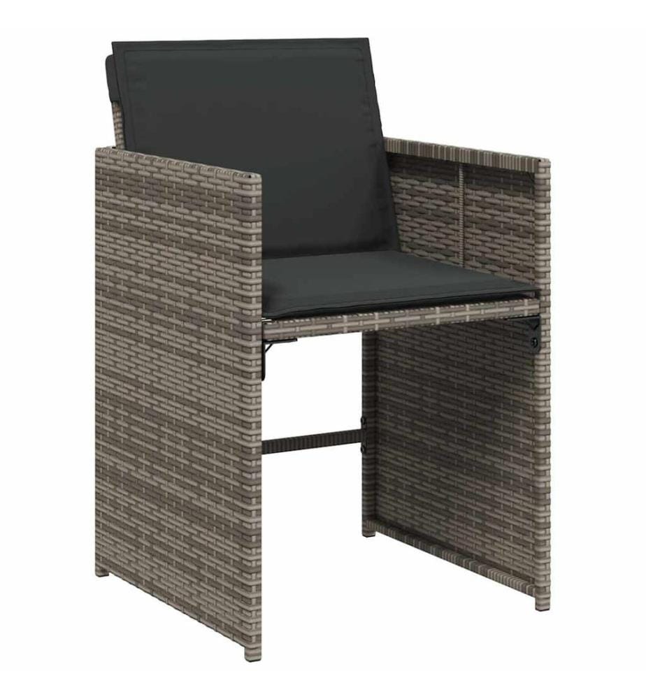 7-tlg. Garten-Essgruppe mit Kissen Grau Poly Rattan
