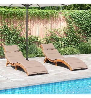 Sonnenliegen mit Auflagen 2 Stk. Taupe Massivholz Akazie