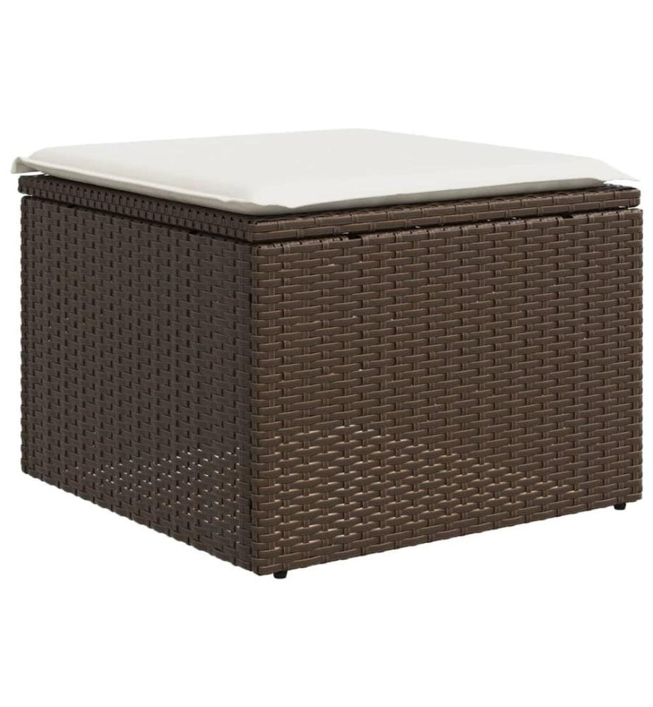 5-tlg. Garten-Sofagarnitur mit Kissen Braun Poly Rattan