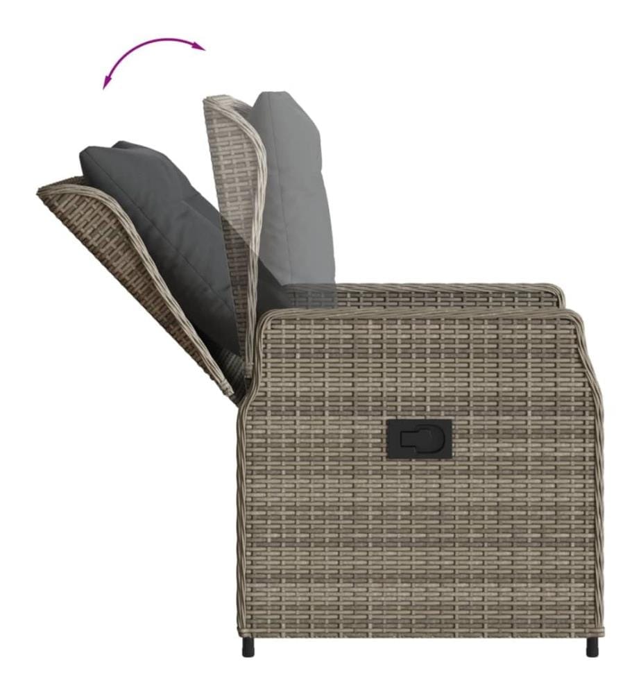 Ensemble à manger de jardin et coussins 7 pcs gris rotin