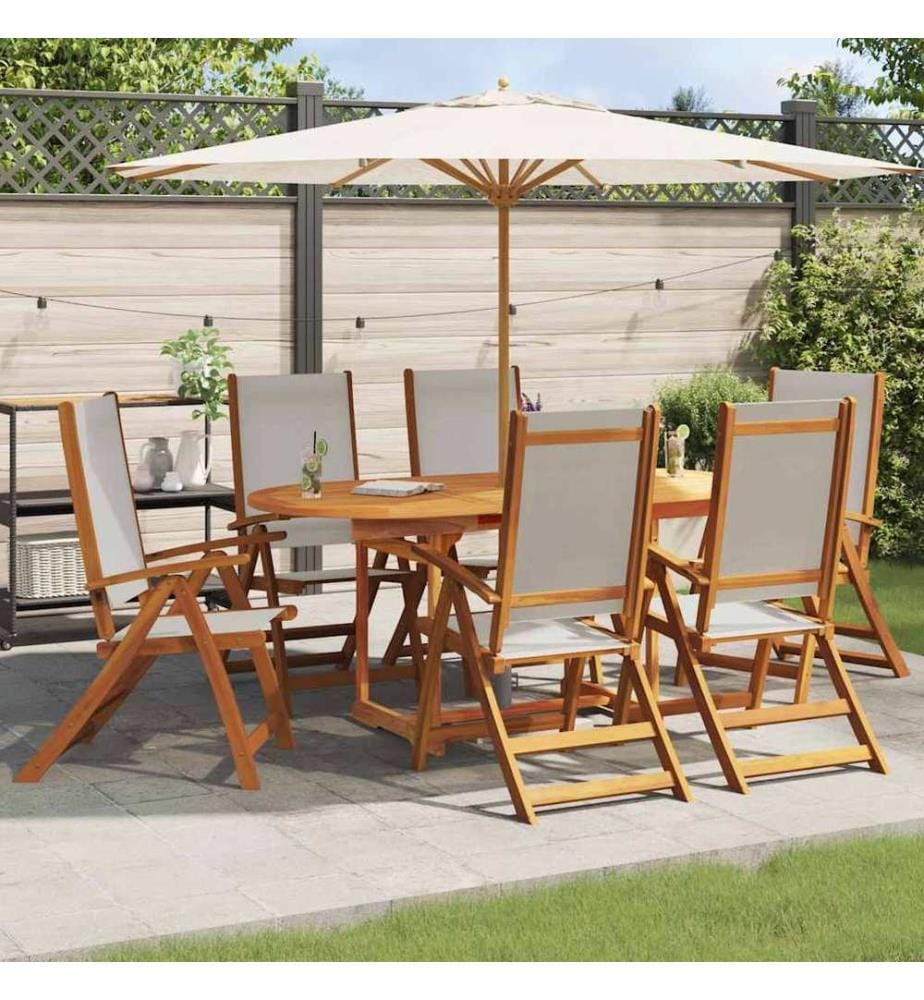 Chaises pliables de jardin lot de 6 bois d'acacia et textilène