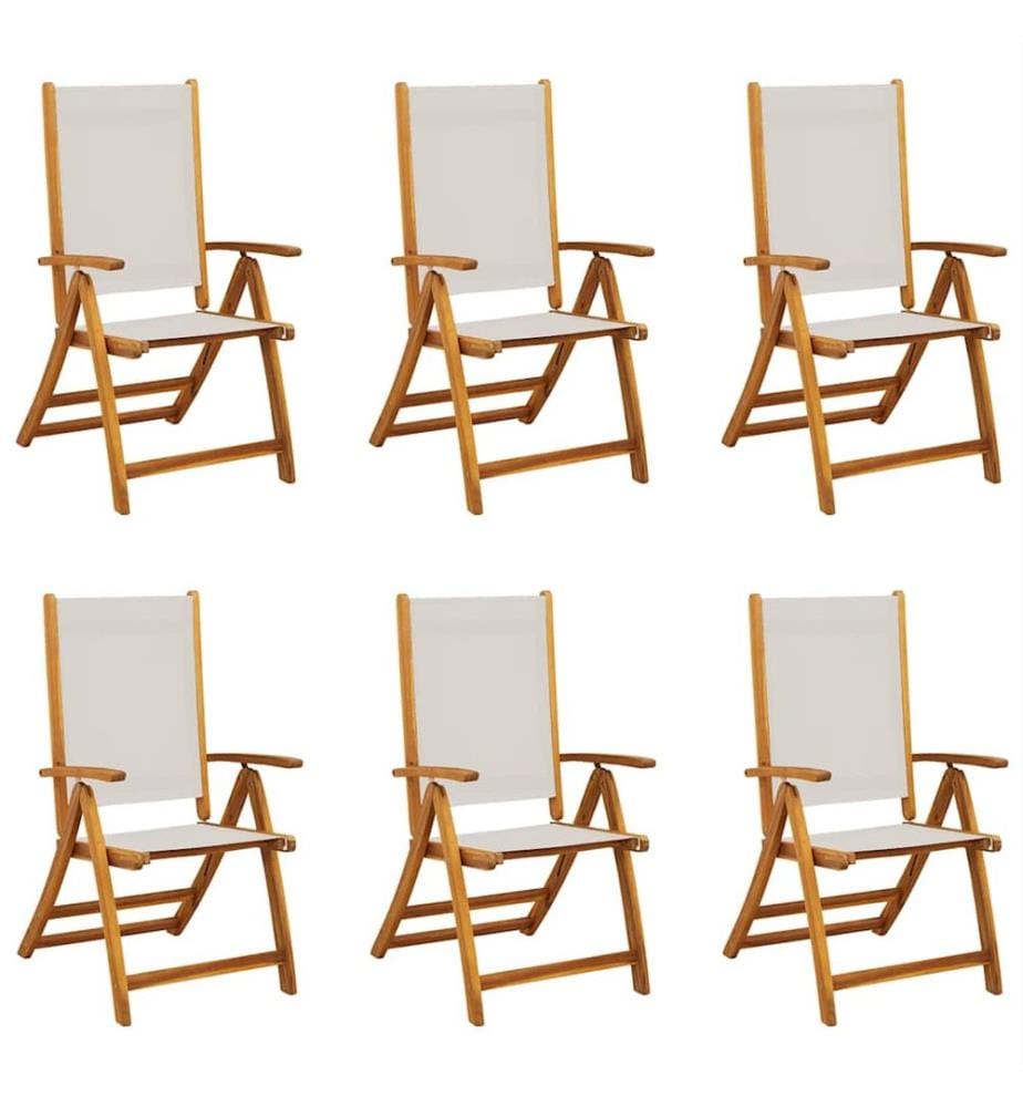Chaises pliables de jardin lot de 6 bois d'acacia et textilène