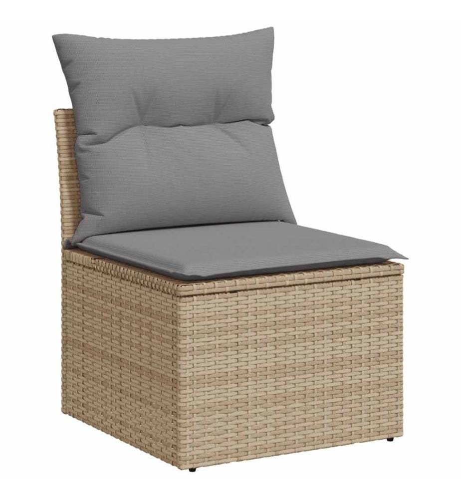 Salon de jardin avec coussins 4 pcs beige résine tressée