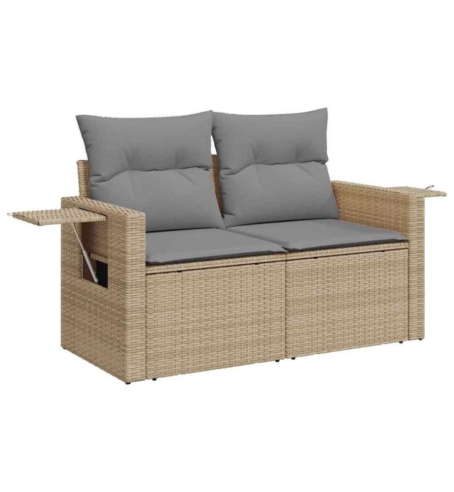 Salon de jardin avec coussins 4 pcs beige résine tressée