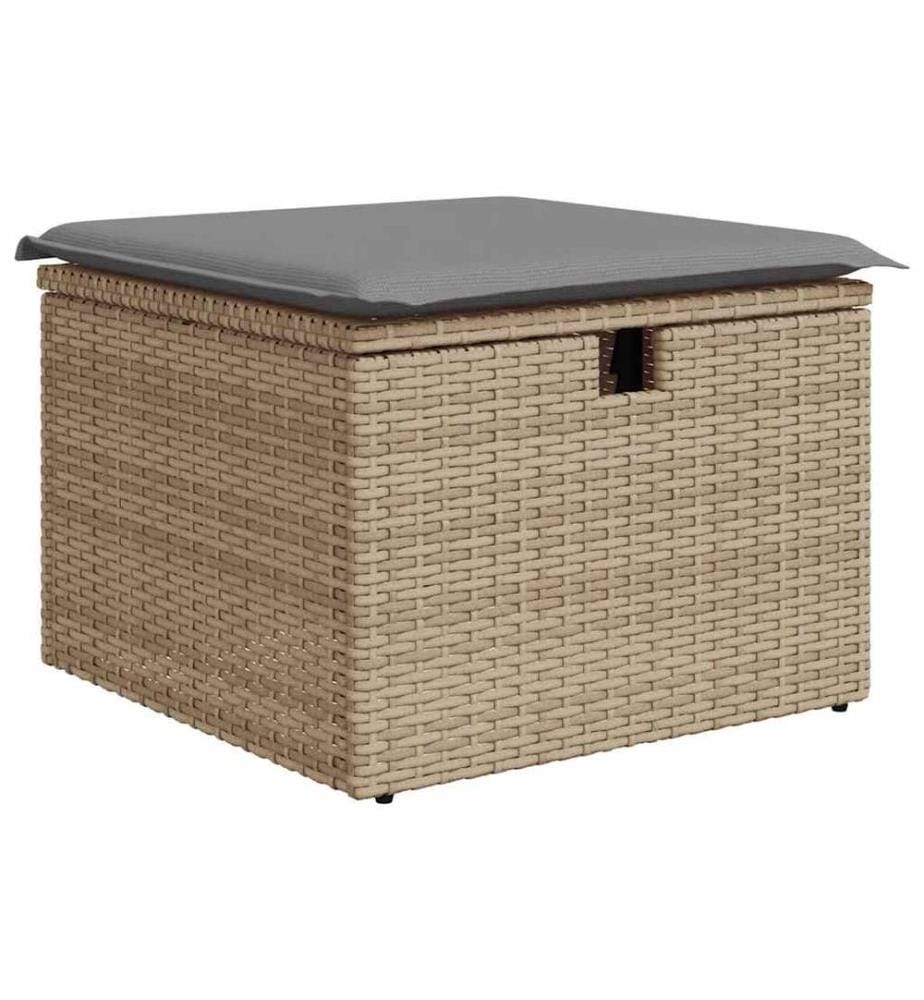 Salon de jardin avec coussins 4 pcs beige résine tressée