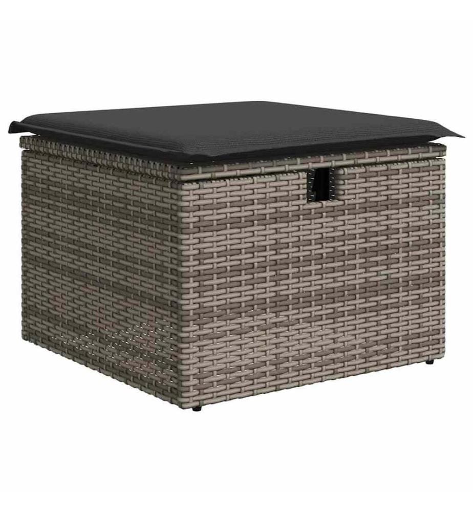 Salon de jardin 4 pcs avec coussins gris résine tressée