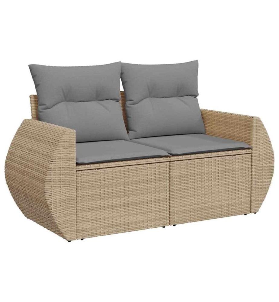8-tlg. Garten-Sofagarnitur mit Kissen Beige Poly Rattan