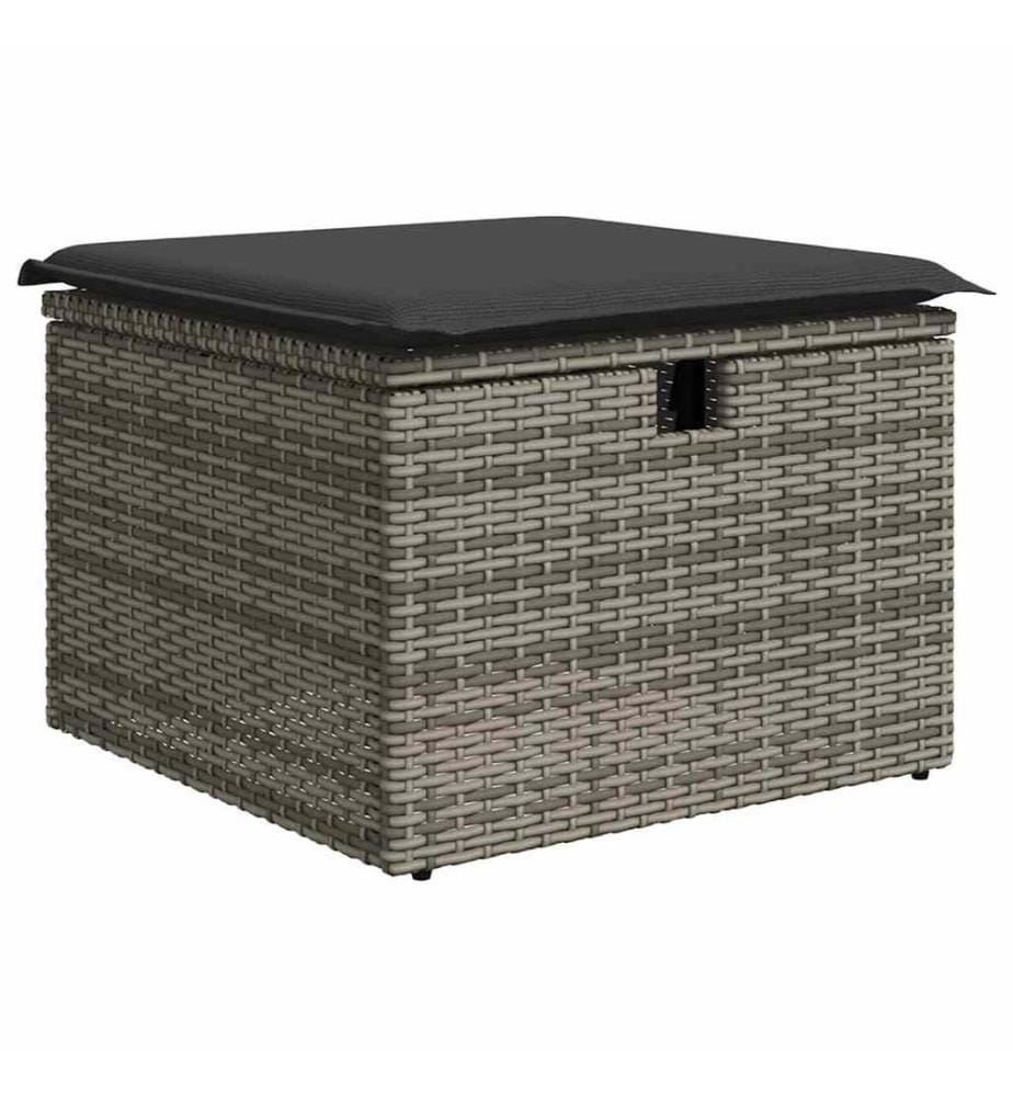 Salon de jardin 4 pcs avec coussins gris résine tressée