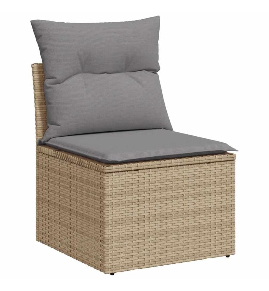 5-tlg. Garten-Sofagarnitur mit Kissen Beige Poly Rattan