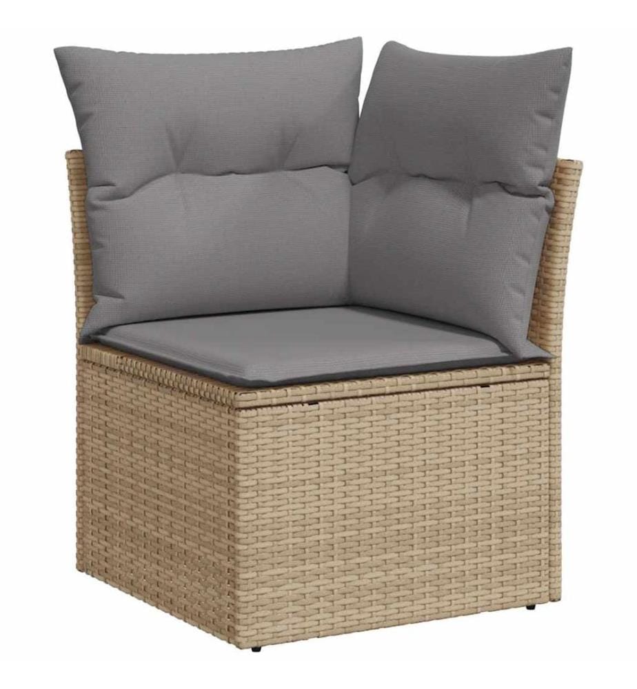 5-tlg. Garten-Sofagarnitur mit Kissen Beige Poly Rattan