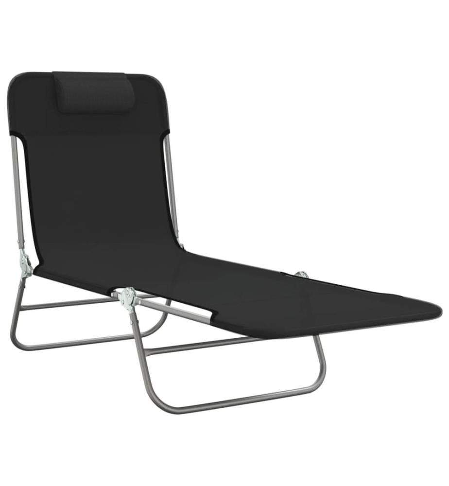 Sonnenliegen Klappbar 2 Stk. Schwarz Textilene und Stahl