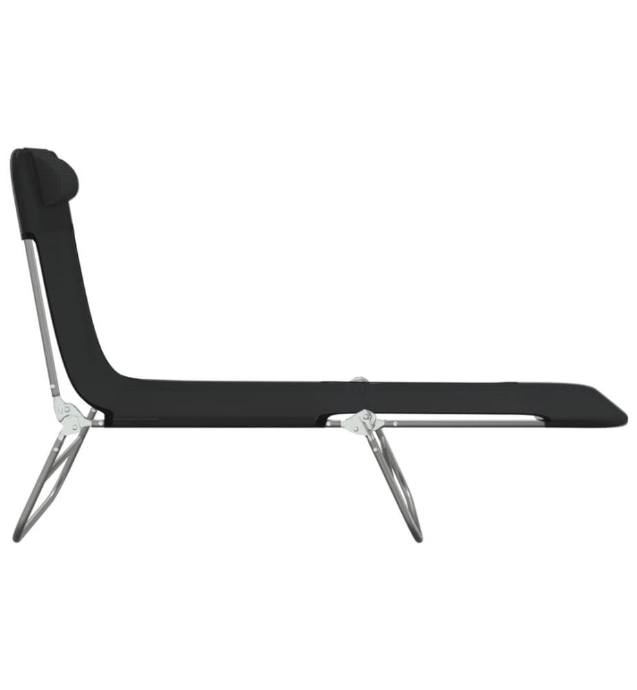 Sonnenliegen Klappbar 2 Stk. Schwarz Textilene und Stahl