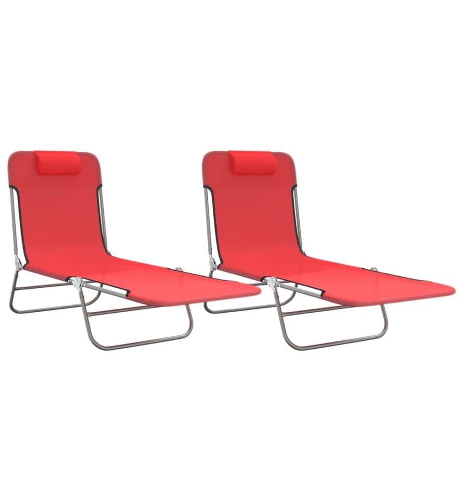 Sonnenliegen Klappbar 2 Stk. Rot Textilene und Stahl