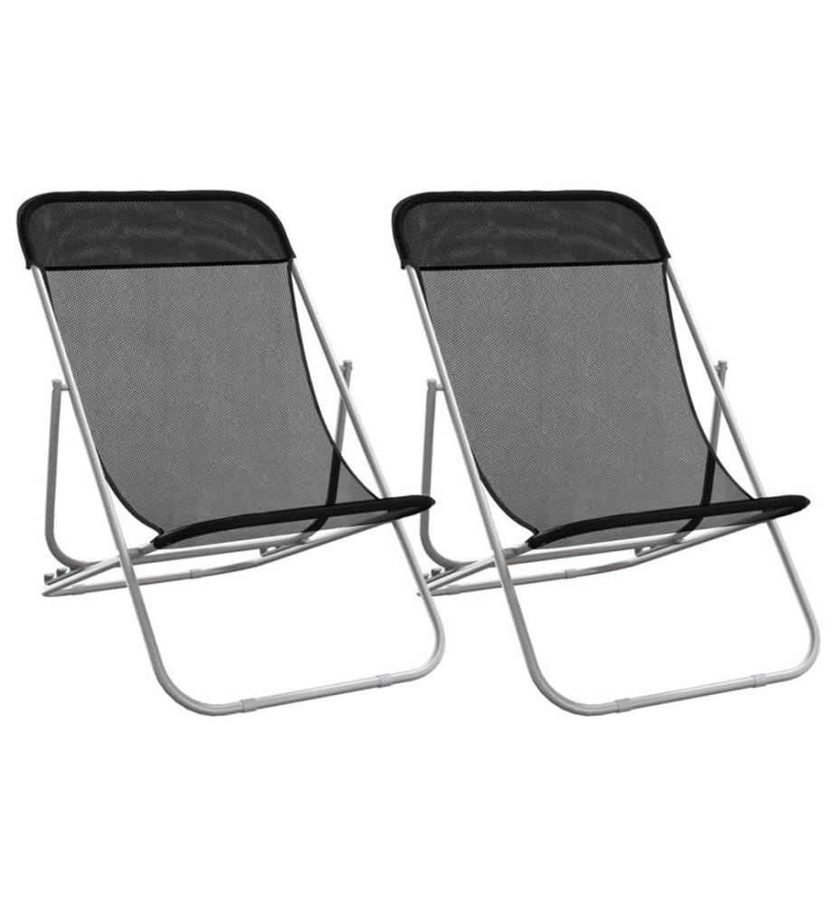 Strandstühle 2 Stk. Textilene & Pulverbeschichteter Stahl