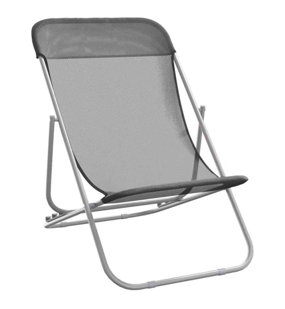 Strandstühle 2 Stk. Grau Textilene & Pulverbeschichteter Stahl