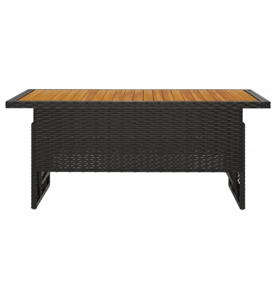 Gartentisch Schwarz 100x50x43/63 cm Akazienholz & Poly Rattan