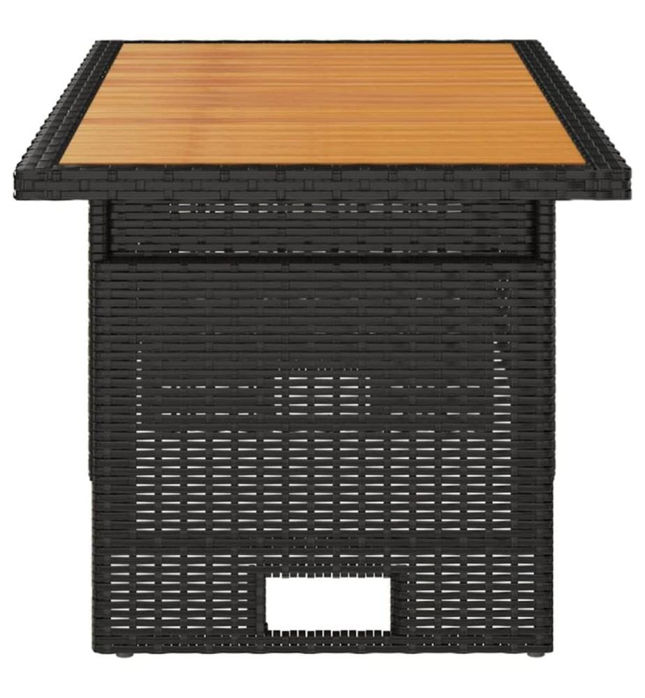 Gartentisch Schwarz 100x50x43/63 cm Akazienholz & Poly Rattan