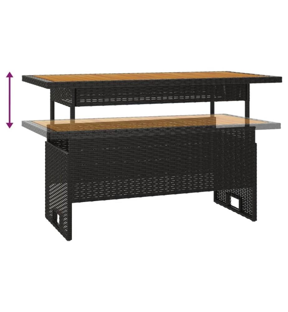 Gartentisch Schwarz 100x50x43/63 cm Akazienholz & Poly Rattan