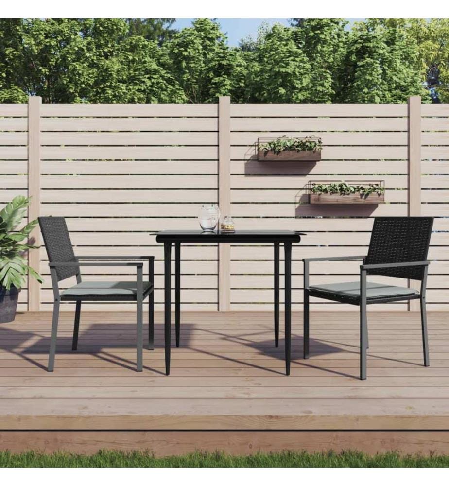 Chaises de jardin et coussins lot de 2 noir 54x62,5x89 cm rotin