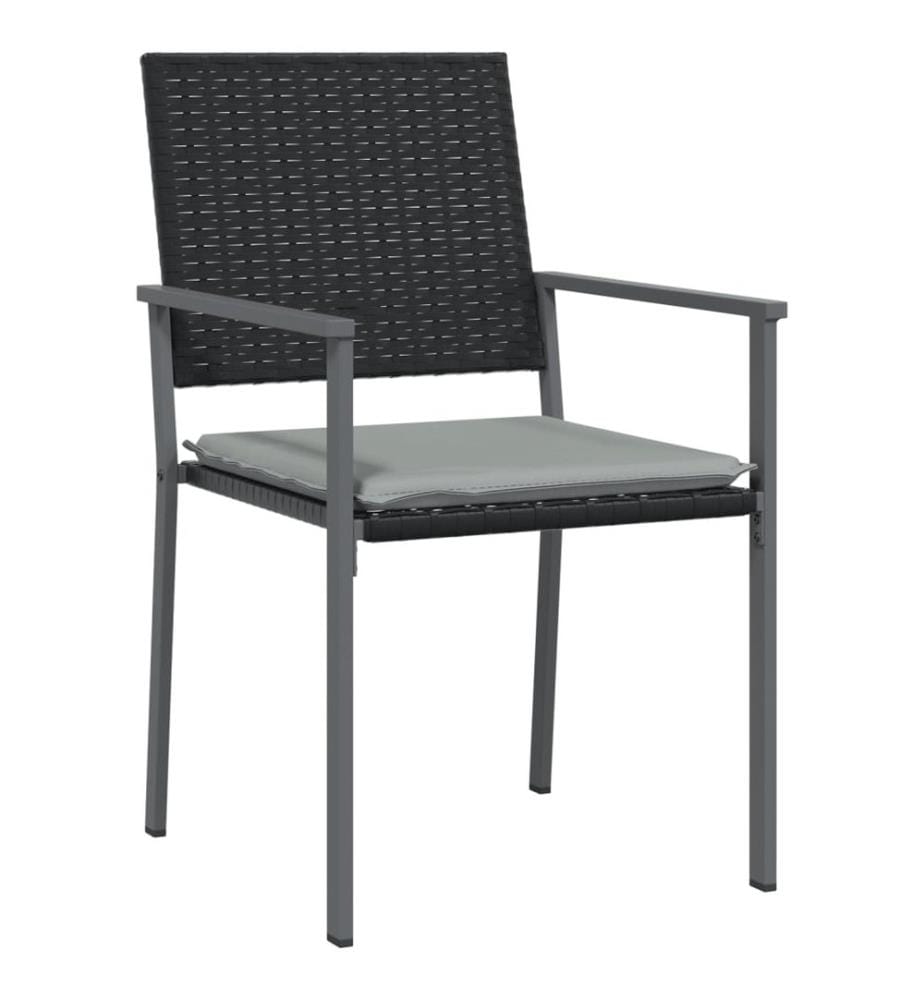 Chaises de jardin et coussins lot de 2 noir 54x62,5x89 cm rotin