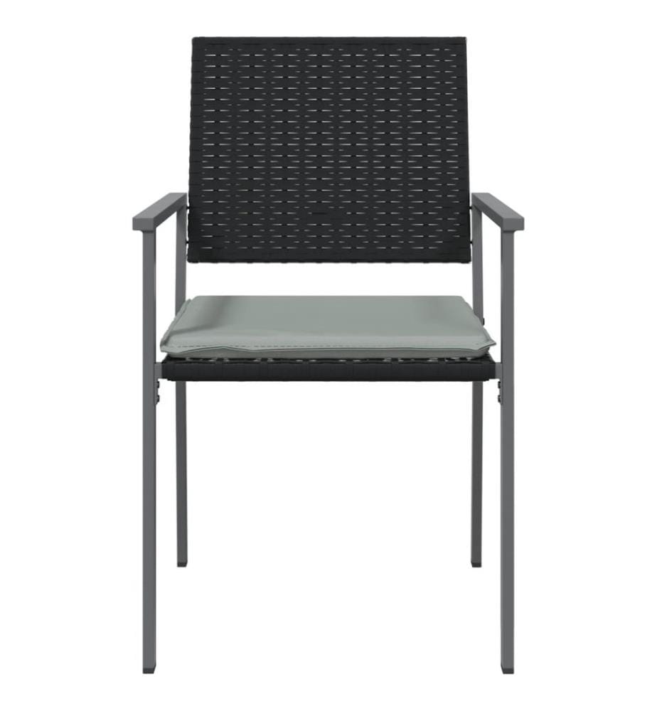 Chaises de jardin et coussins lot de 2 noir 54x62,5x89 cm rotin