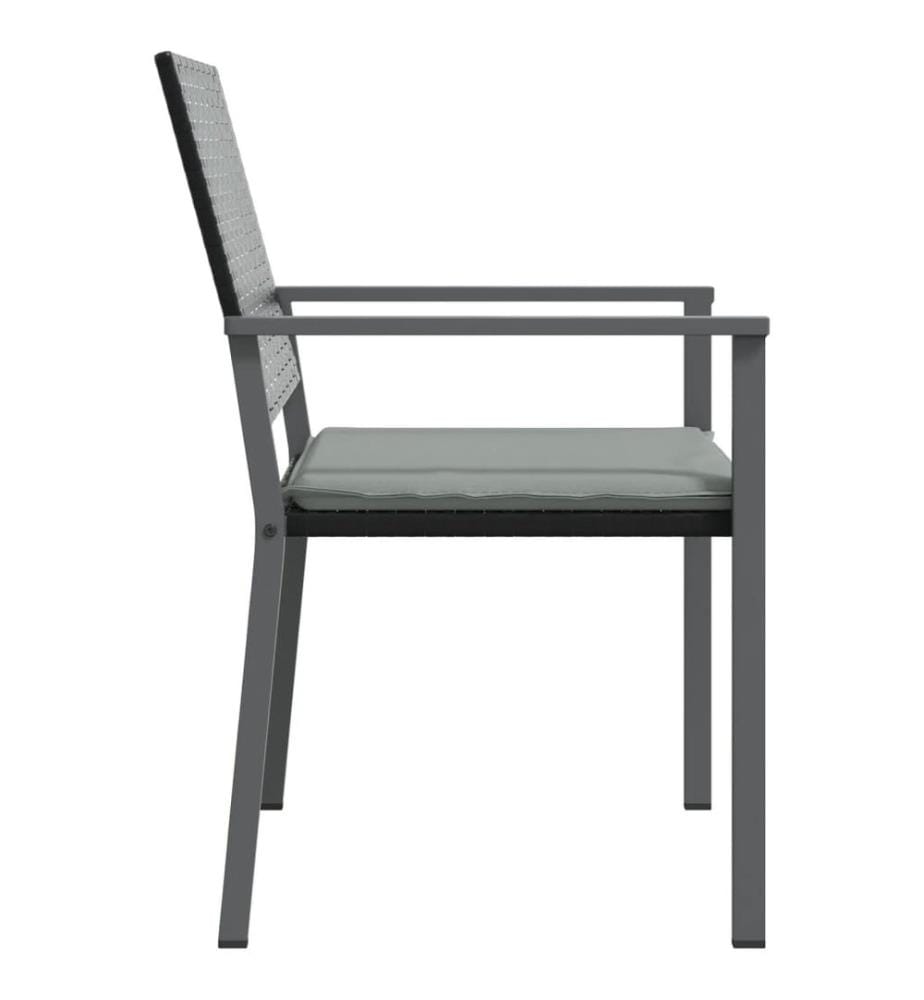 Chaises de jardin et coussins lot de 2 noir 54x62,5x89 cm rotin