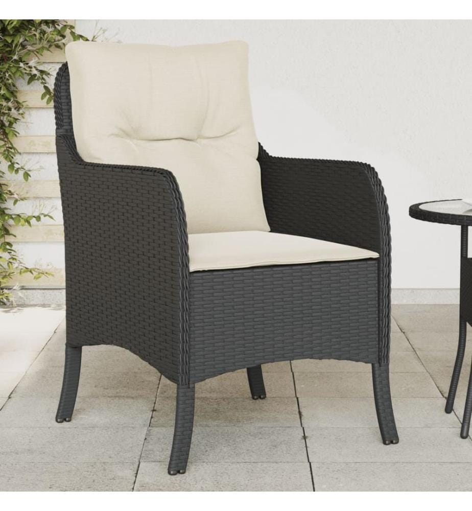 Gartenstühle mit Kissen 2 Stk. Schwarz Poly Rattan