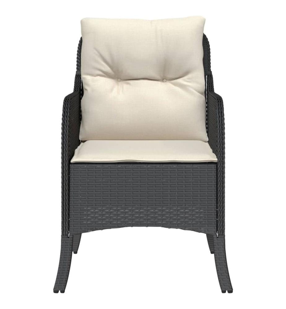 Gartenstühle mit Kissen 2 Stk. Schwarz Poly Rattan