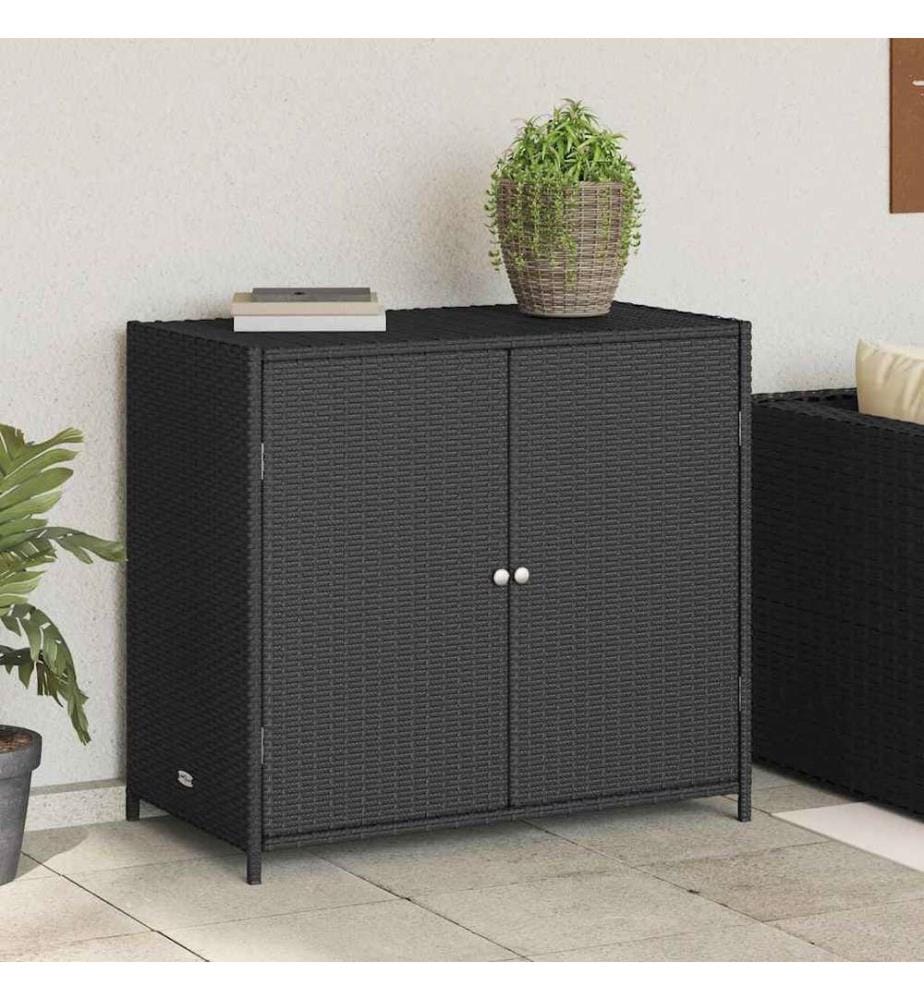 Gartenschrank Schwarz 83x45x76 cm Poly Rattan