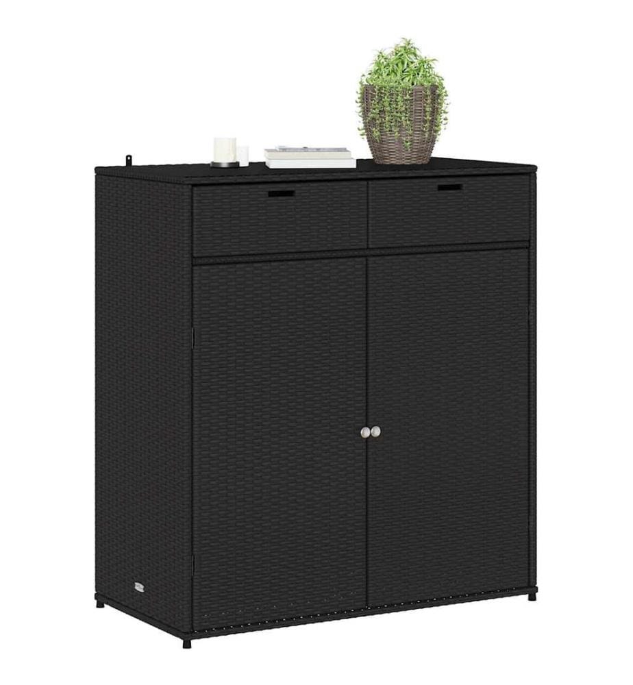 Gartenschrank Schwarz 105x55x113 cm Poly Rattan