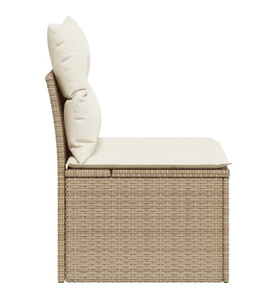 Chaise de jardin sans accoudoirs avec coussins beige poly rotin