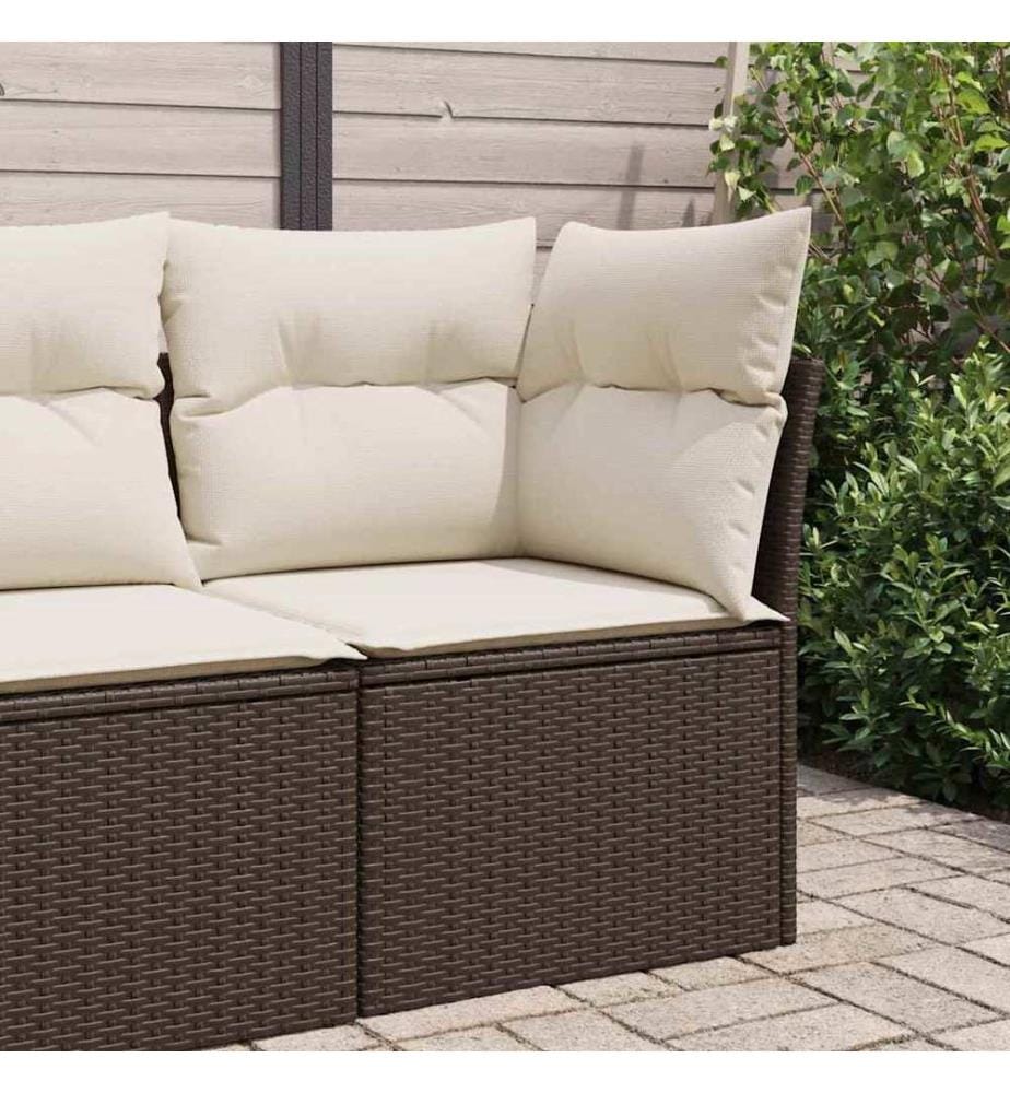 Garten-Ecksofa mit Kissen Braun Poly Rattan