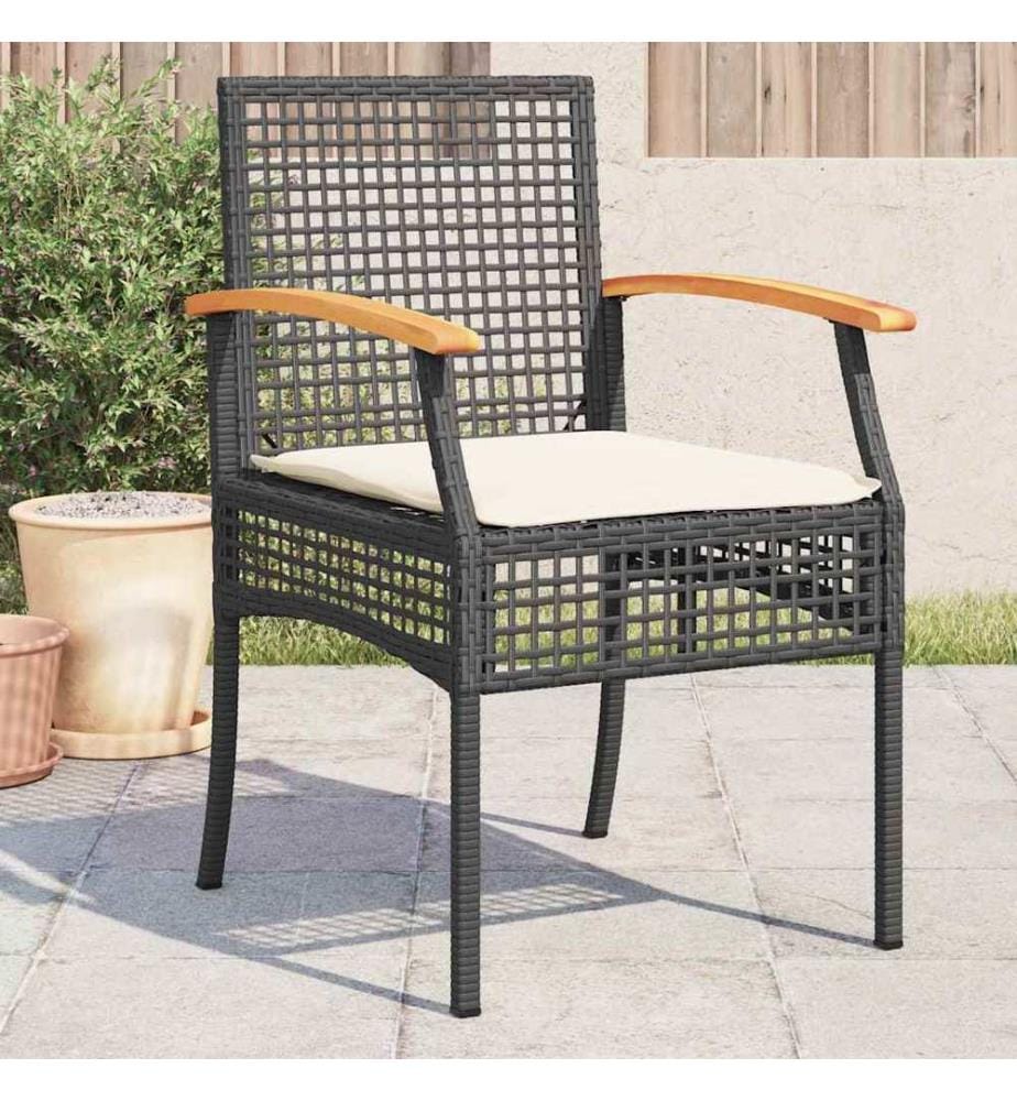 Chaises de jardin coussins lot de 4 noir résine tressée acacia