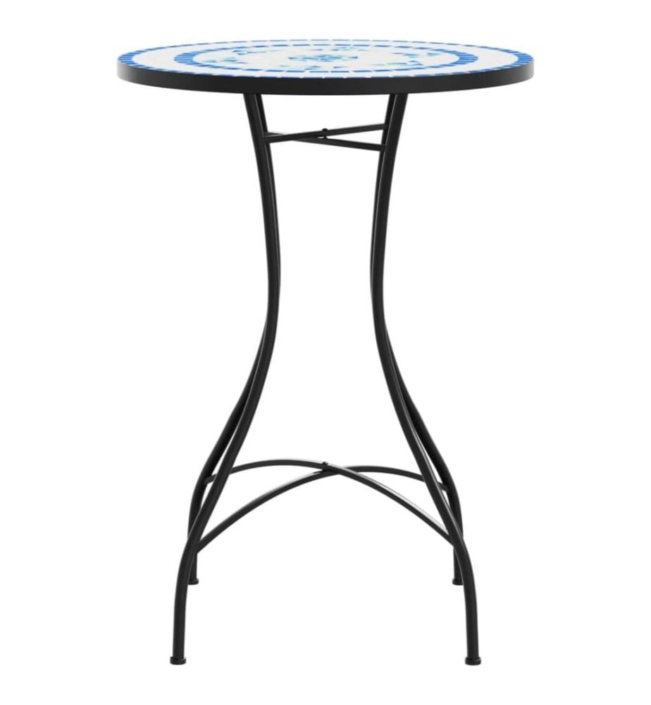 Mosaik-Bistrotisch Blau und Weiss Ø50x70 cm Keramik
