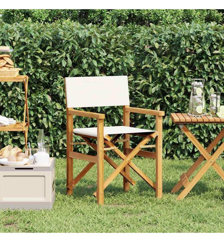 Regiestuhl Klappbar Creme Massivholz Teak