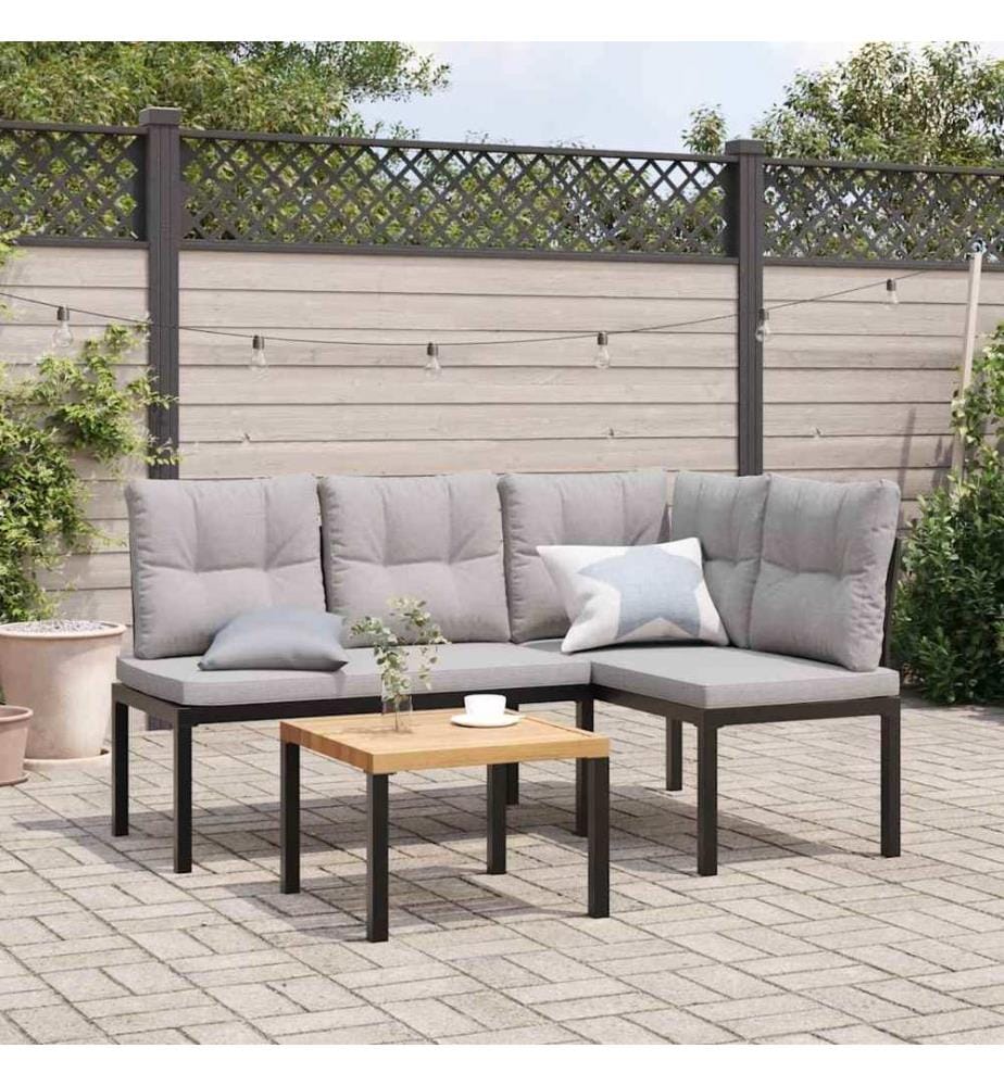 Bancs de jardin avec coussins lot de 2 acier enduit de poudre