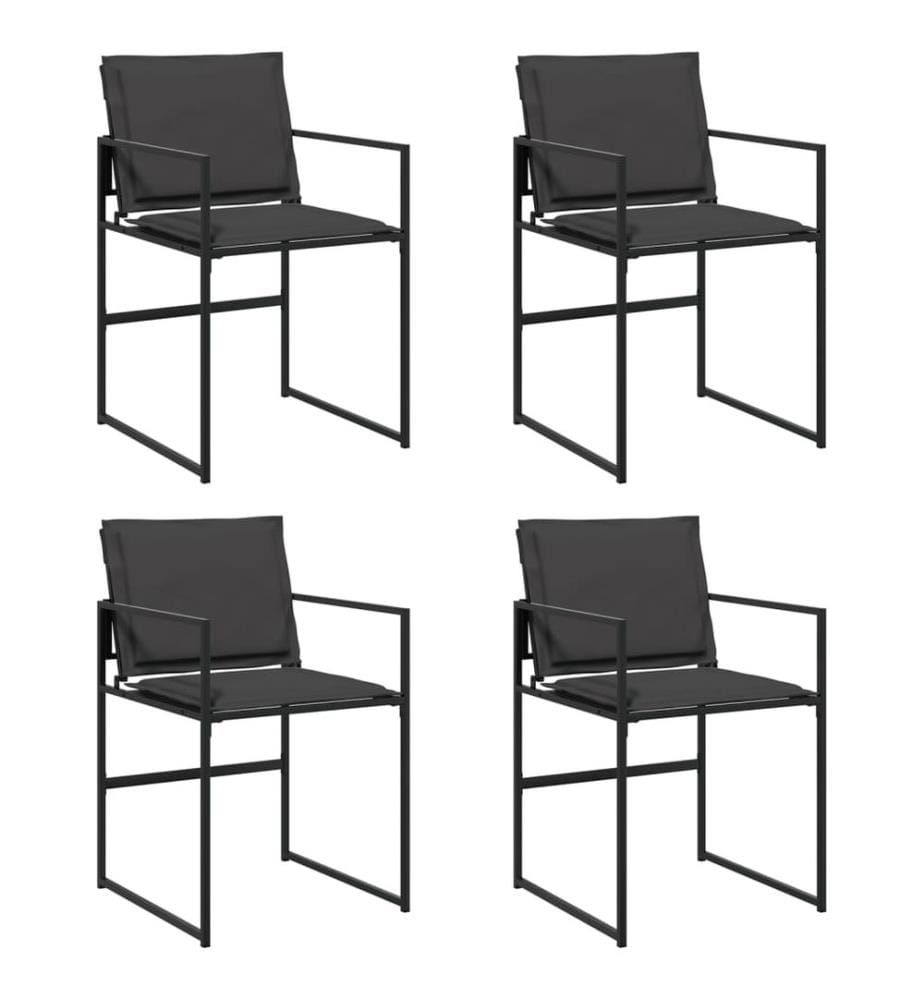 Chaises de jardin et coussins lot de 4 noir acier et textilène