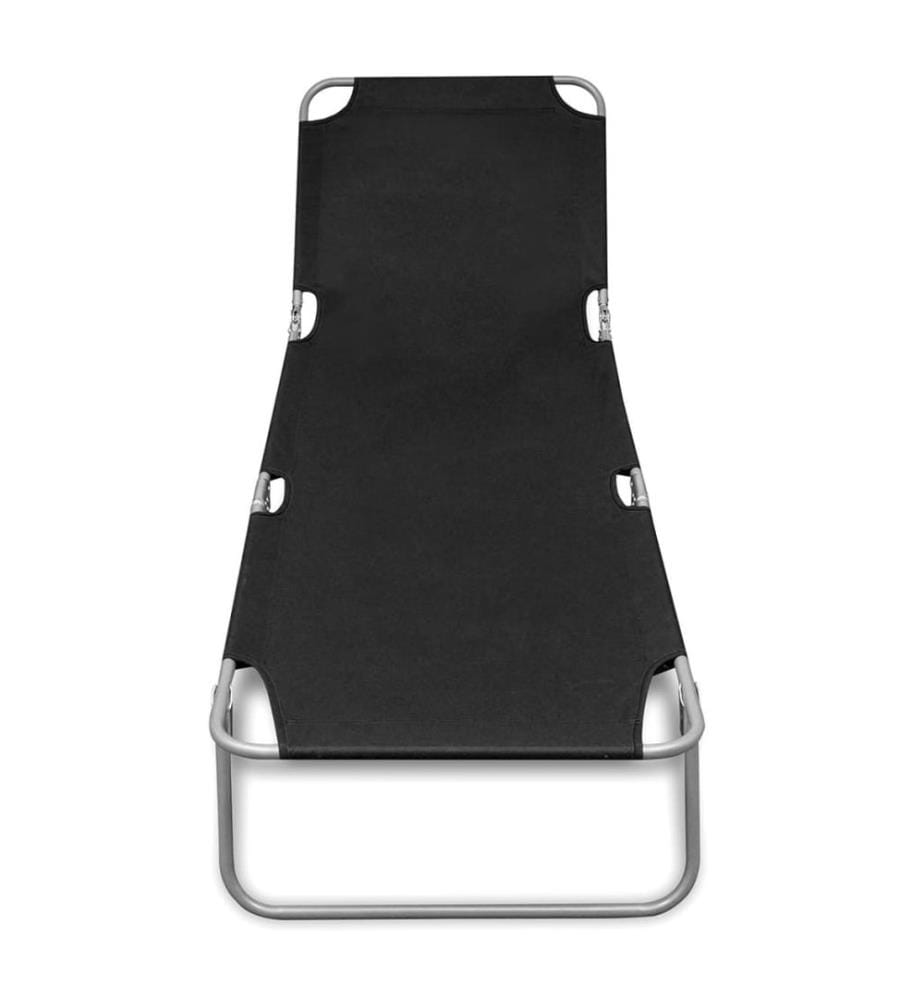 Chaise longue pliable acier enduit de poudre noir