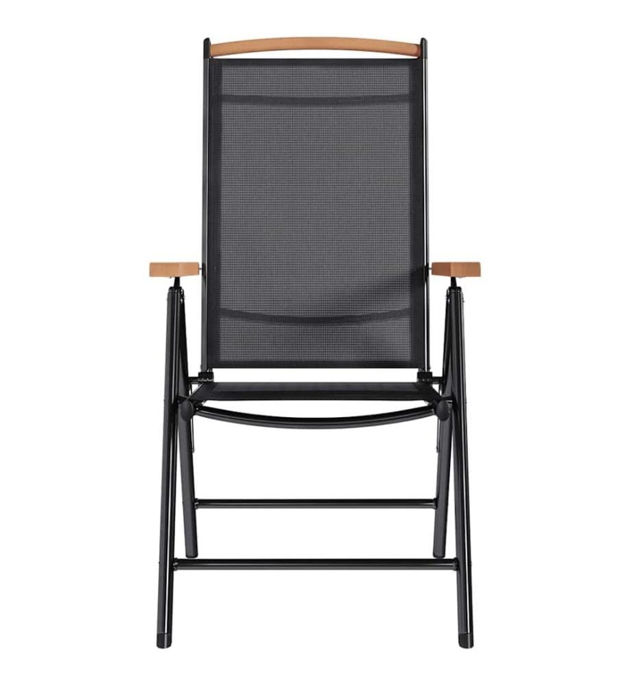 Gartenstühle Klappbar 2 Stk. Aluminium und Textilene Schwarz