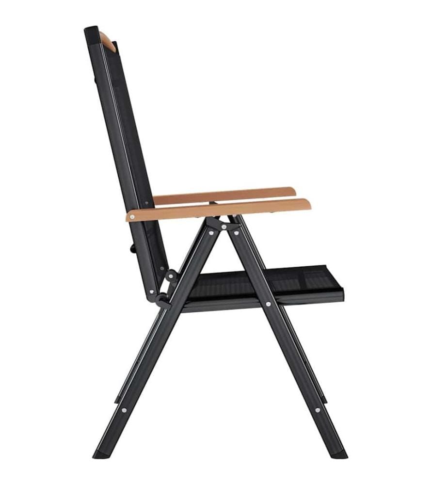 Gartenstühle Klappbar 2 Stk. Aluminium und Textilene Schwarz