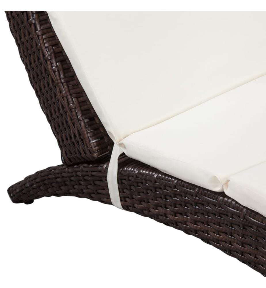 Klappbare Sonnenliege mit Auflage Poly Rattan Braun