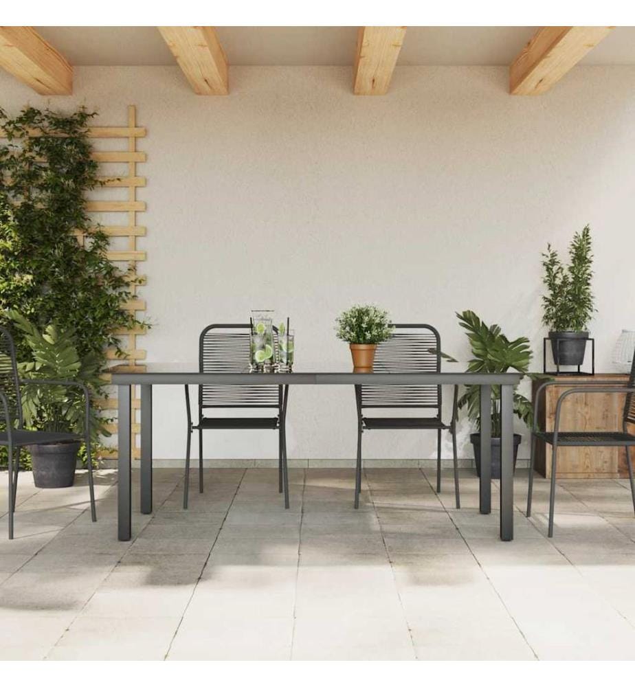 Gartentisch Schwarz 190x90x74 cm Aluminium und Glas