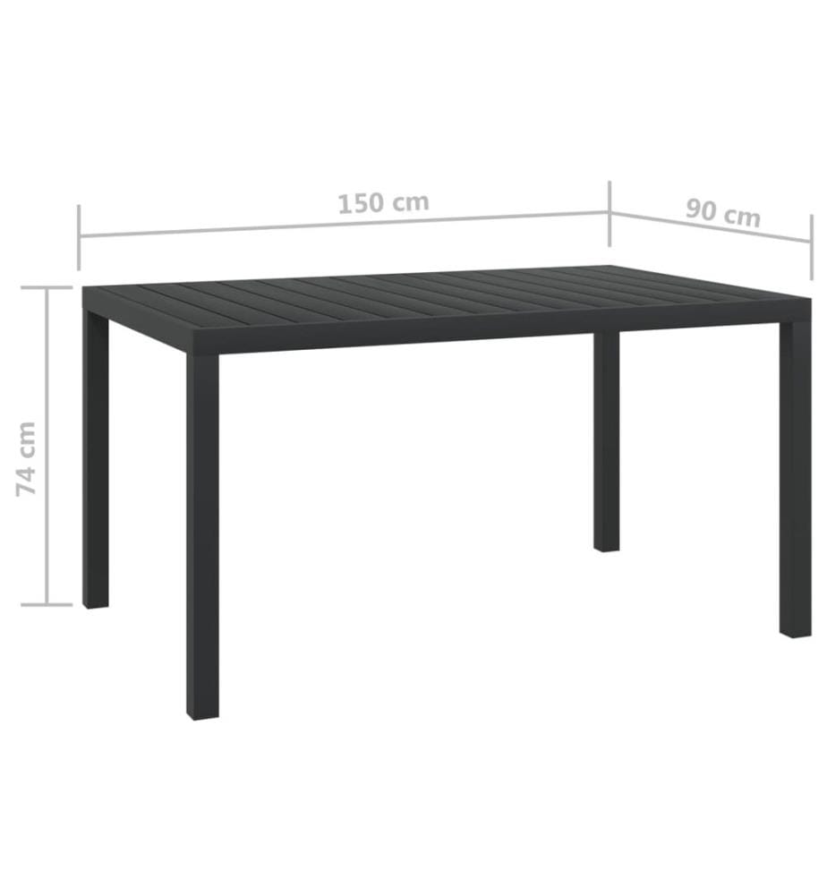 Gartentisch Schwarz 150x90x74 cm Aluminium und WPC