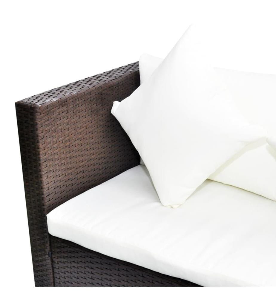 4-tlg. Garten-Lounge-Set mit Kissen Poly-Rattan Braun