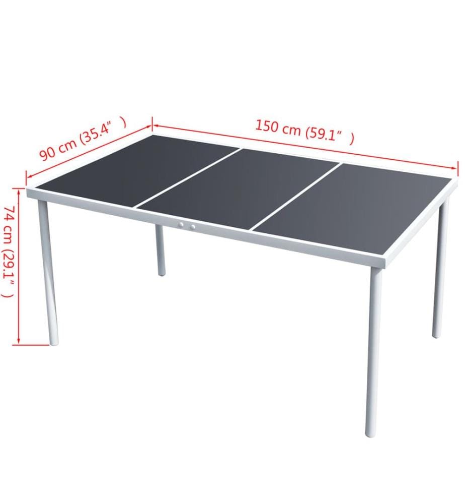 Table de jardin 150x90x74 cm Noir Acier